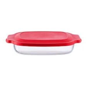 TRAVESSA DE VIDRO RETANGULAR C/TAMPA 2700 ML