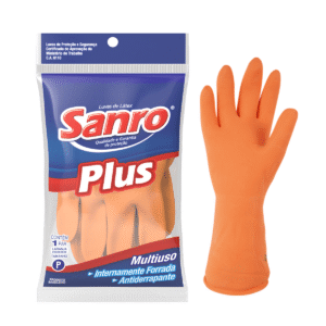 LUVA LATEX  LARANJA TAM P SANRO PLUS