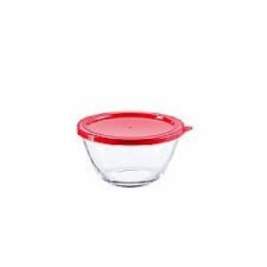 TRAVESSA DE VIDRO OVAL COM TAMPA 500ML