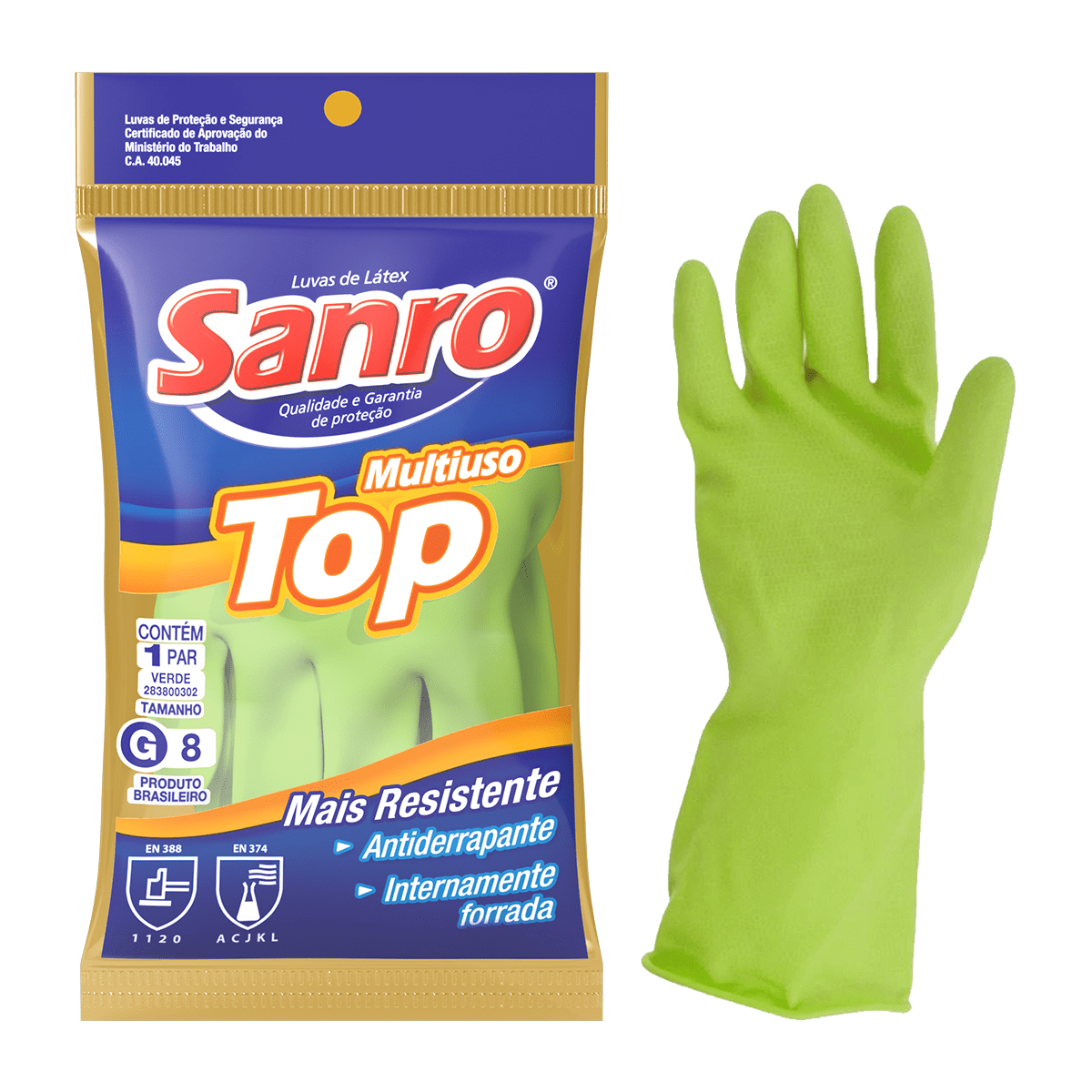 LUVA FORRADA VERDE SANRO TOP M