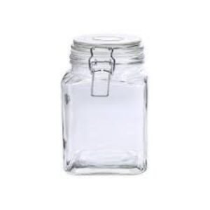 POTE DE VIDRO QUADRADO COM TRAVA SOFISTIC 1100 ML
