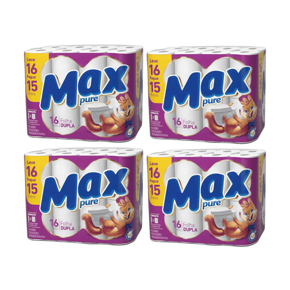 PAPEL HIG FOLHA DUPLA 4X16 ROLOS X 30M MAX PURE