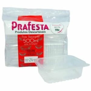 POTE RETANGULAR C/TAMPA 500ML PRAFESTA C/24UN