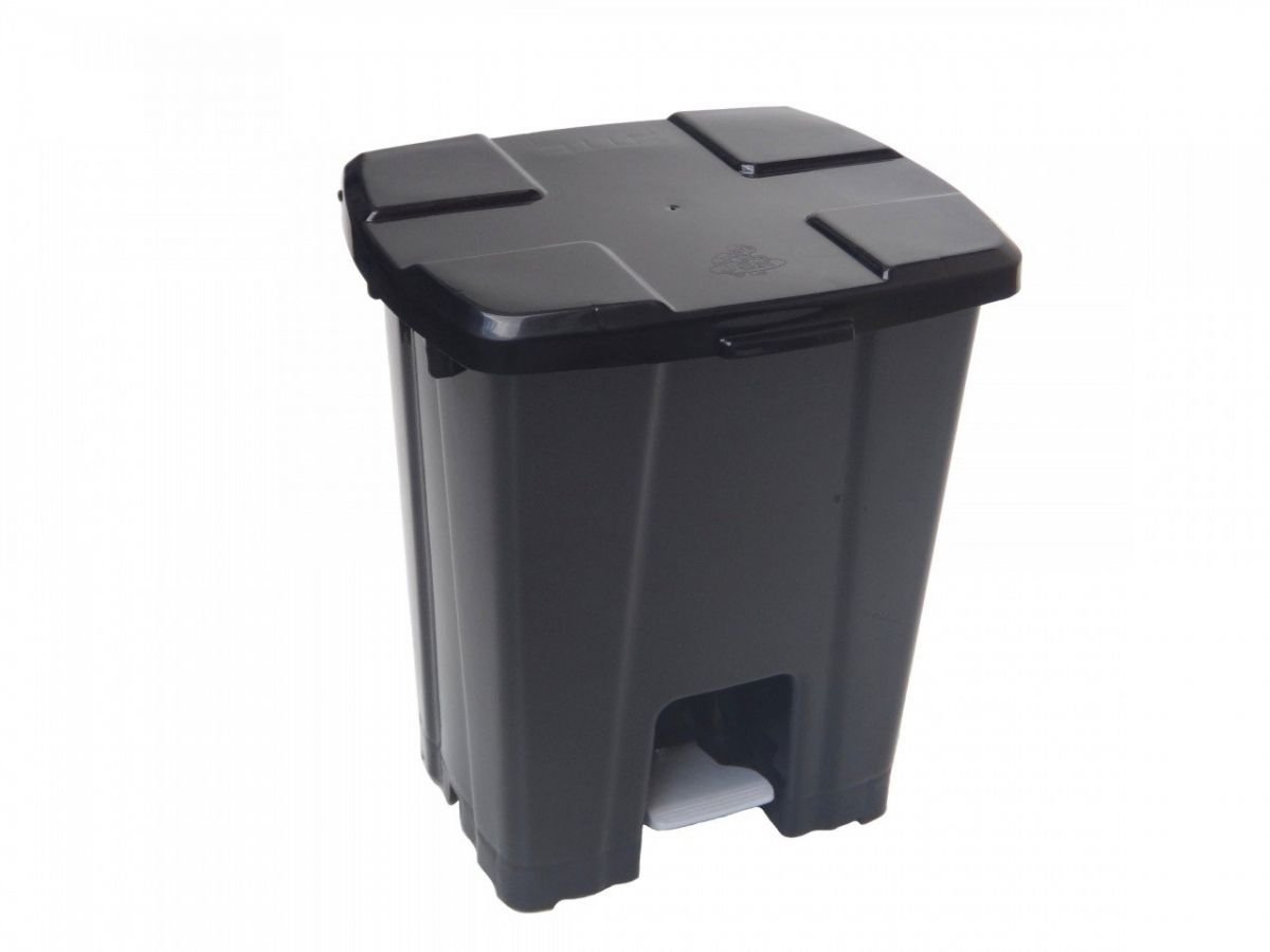 LIXEIRA QUADRADA COM PEDAL 25L TULIP PRETA